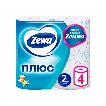 Бумага туалетная Zewa Plus свежесть океана 2-хсл 4шт