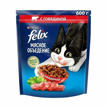 Корм д/кот Felix Мясное объедение говядина м/у 600г