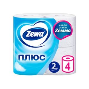 Бумага туалетная Zewa Plus белая 2-хсл 4шт