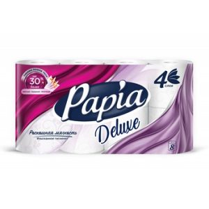 Бумага туалетная Papia Deluxe белая 4-хсл 8шт