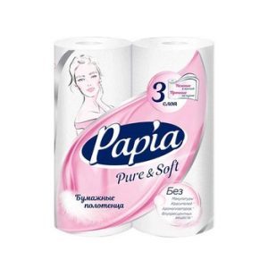 Полотенца бумажные Papia Pure&Soft 3-хсл 2шт